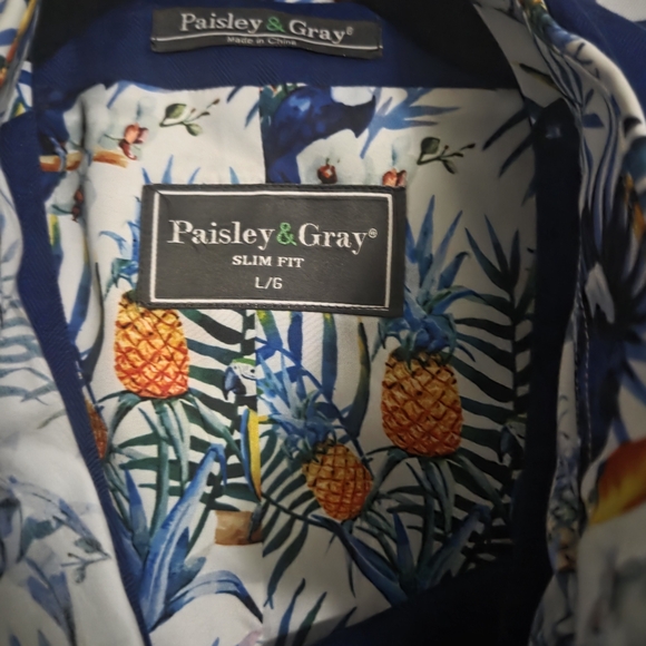 Paisley & Gray Other - Paisley & Gray Blue 3-Piece Suit with Tropical Print Lining, Slacks and Vest